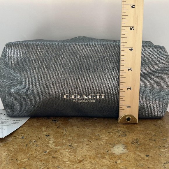 Coach Toiletry Pouch, Makeup & Cosmetic Bag, Silver Shimmering Large Zipper NWT - Picture 10 of 16